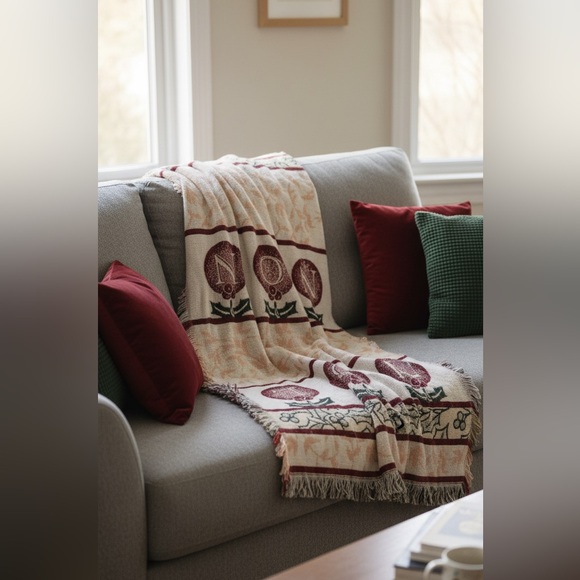 unbranded Other - Festive Noel fringed reversible Tapestry Throw Blanket